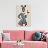 Konijn en vogel canvas afdruk (Insitu (Woonkamer))