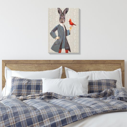 Konijn en vogel canvas afdruk (Insitu (Slaapkamer))