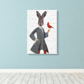 Konijn en vogel canvas afdruk (Insitu (Houten vloer))