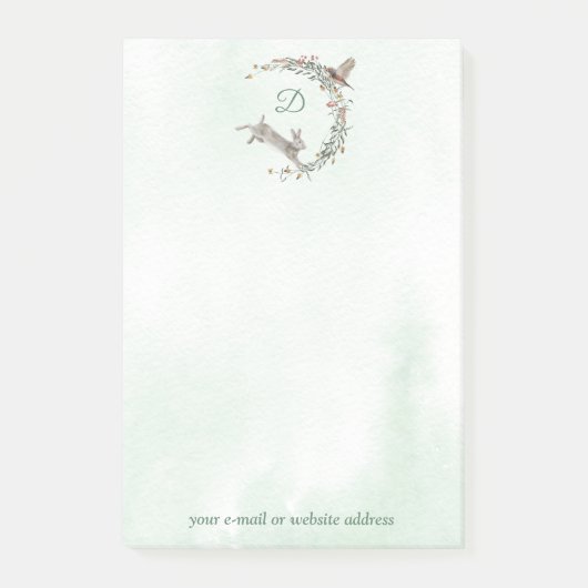 Konijn en vogel monogram krans post-it® notes (Voorkant)