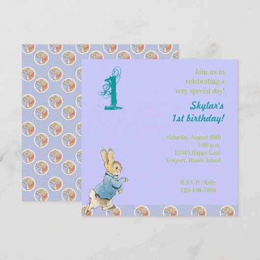 Konijn en Vrienden van Birthday Kaart (Voorkant / Achterkant)