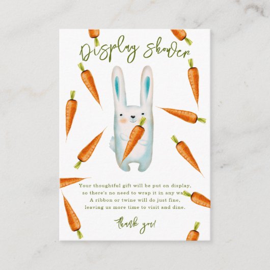 Konijn en wortel - display douche informatiekaartje (Voorkant)
