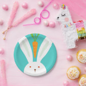 Konijn en wortel papieren bordje (Feest)