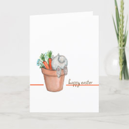 Konijn en wortels in een bloempot kerstkaart feestdagen kaart