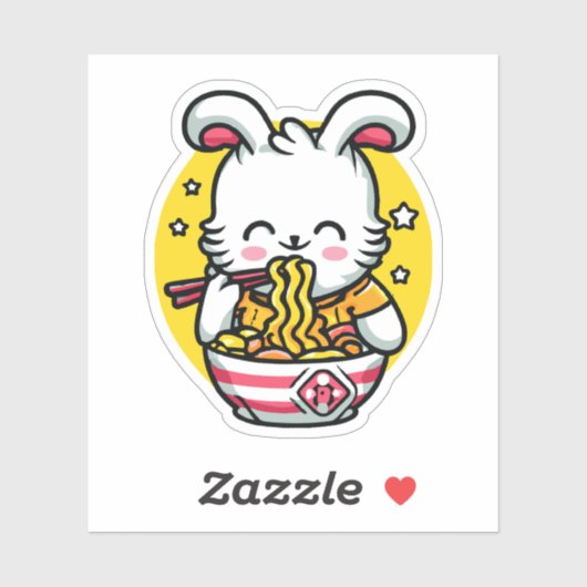 Konijn Eten Ramen 01 Sticker (Vel)