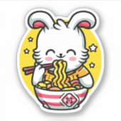Konijn Eten Ramen 01 Sticker (Voorkant)