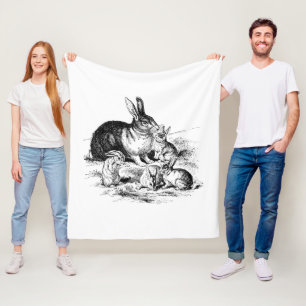 Konijn Familie Illustratie, Baby Bunnies Fleece Deken