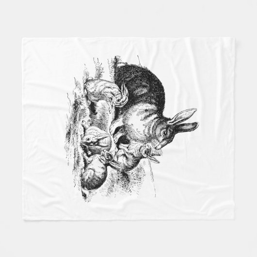  Konijn Familie Illustratie, Baby Bunnies Fleece Deken (Voorkant (Horizontaal))