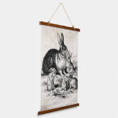  Konijn Familie Illustratie, Baby Bunnies Hangend Wandkleed (Gebogen)