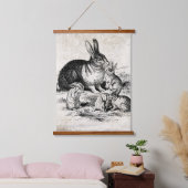 Konijn Familie Illustratie, Baby Bunnies Hangend Wandkleed (Slaapkamer)