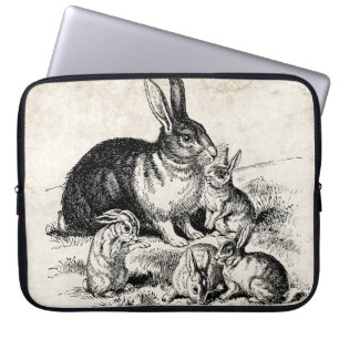  Konijn Familie Illustratie, Baby Bunnies Laptop Sleeve