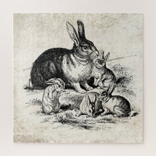  Konijn Familie Illustratie, Baby Bunnies Legpuzzel (Verticaal)