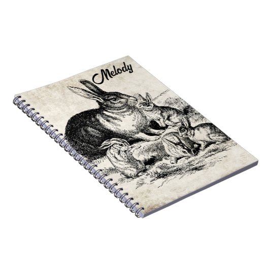  Konijn Familie Illustratie, Baby Bunnies Notitieboek (Rechterzijde)