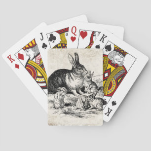 Konijn Familie Illustratie, Baby Bunnies Pokerkaarten