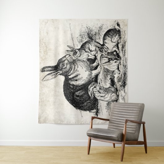  Konijn Familie Illustratie, Baby Bunnies Wandkleed (In situ)