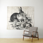  Konijn Familie Illustratie, Baby Bunnies Wandkleed (In Situ (horizontaal))