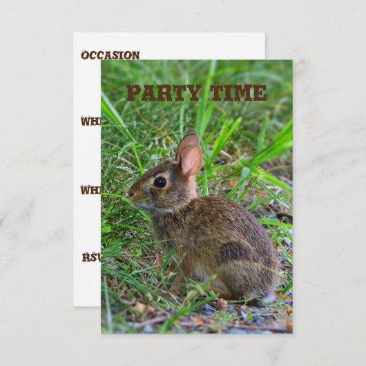 Konijn Feest Uitnodiging (Voorkant / Achterkant)