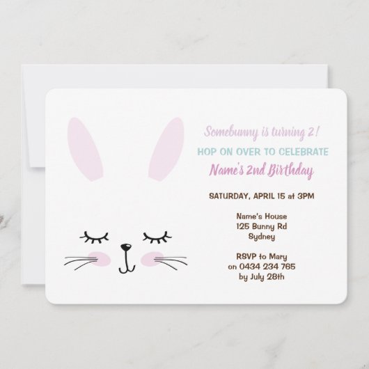 Konijn Feest Uitnodiging, Paashaas Kaart (Voorkant)