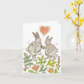 Konijn Felicitatiekaart Kaart (Gele Bloem)