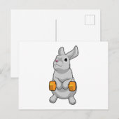 Konijn Fitness Dumbbell Briefkaart (Voorkant / Achterkant)