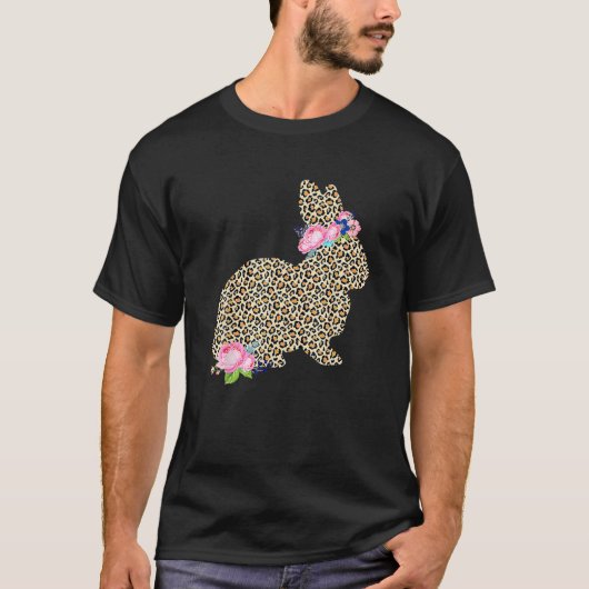 Konijn Floral Leopard Happy Paasdag Moederdag Wo T-shirt (Voorkant)