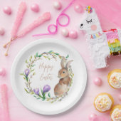  konijn Floral Wreath Flower Easter Bunny Papieren Bordje (Feest)