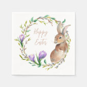 konijn Floral Wreath Flower Easter Bunny Servet (Voorkant)
