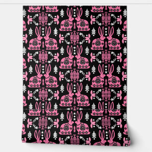 Konijn Folk Art Home Decor Behang