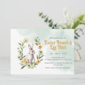 Konijn Foral Pasen Brunch Eierspel Uitnodiging (Staand voorkant)