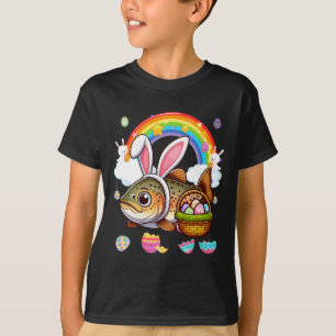 Konijn Forel Vis Paas Jacht Eieren Bysket Kleur T-shirt