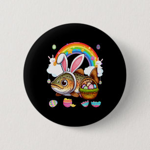 Konijn Forel Vis Paasjacht Eieren Bysket Kleur Ronde Button 5,7 Cm
