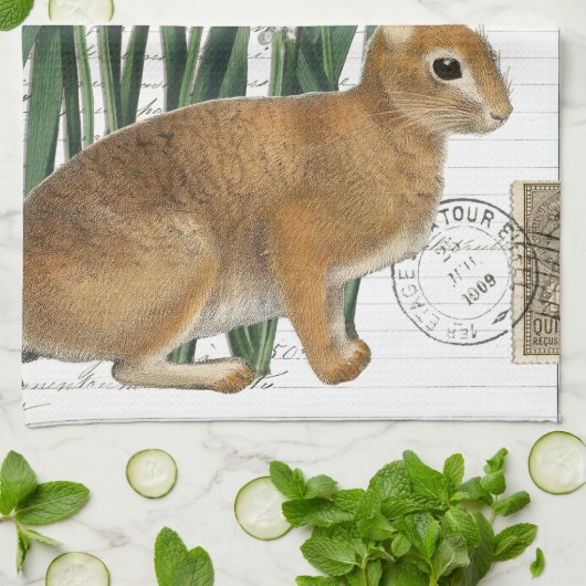 konijn Frans Script Kitchen Hand Towel Theedoek (Gevouwen)