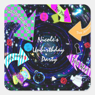 Konijn Gat Alice in Wonderland Feest Vierkante Sticker