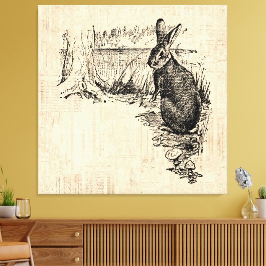  konijn geïllustreerd Bunny Art Canvas Afdruk (Insitu (Woonkamer))