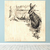  konijn geïllustreerd Bunny Art Canvas Afdruk (Insitu (Houten vloer))