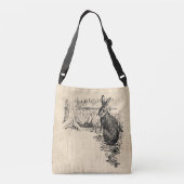  konijn geïllustreerd Bunny Art Crossbody Tas (Achterkant)