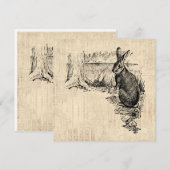  konijn geïllustreerd Bunny Art Feestdagenkaart (Voorkant / Achterkant)