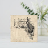  konijn geïllustreerd Bunny Art Feestdagenkaart (Staand voorkant)