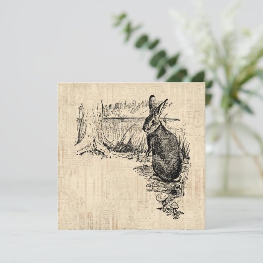  konijn geïllustreerd Bunny Art Feestdagenkaart (Staand voorkant)