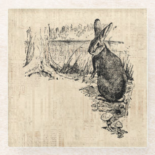  konijn geïllustreerd Bunny Art Glazen Onderzetter