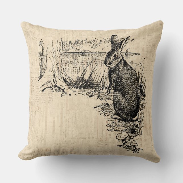  konijn geïllustreerd Bunny Art Kussen (Voorkant)