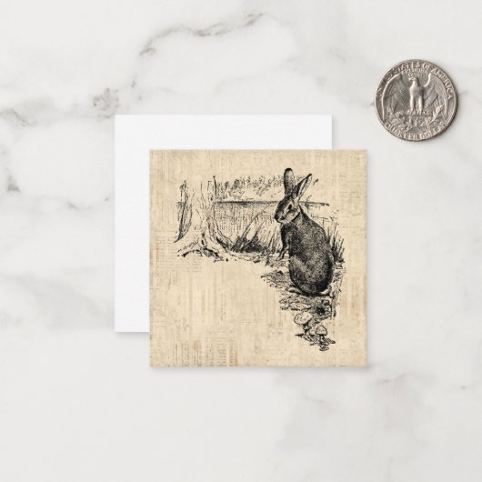  konijn geïllustreerd Bunny Art Notitiekaartje (Voorkant / Achterkant in situ)