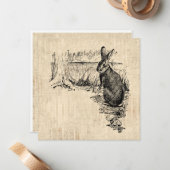 konijn geïllustreerd Bunny Art Notitiekaartje (Voorkant / Achterkant in situ)