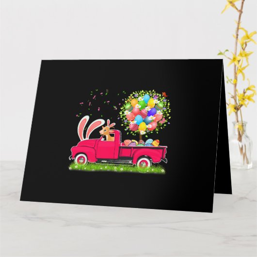 Konijn Geit rijden op ophaaltruck Paaseieren Boom  Kaart (Gele Bloem)