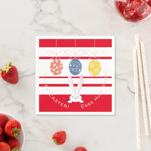 Konijn Gelukkig Pasen Eieren Jacht Lente Party Mod Servet (Insitu)