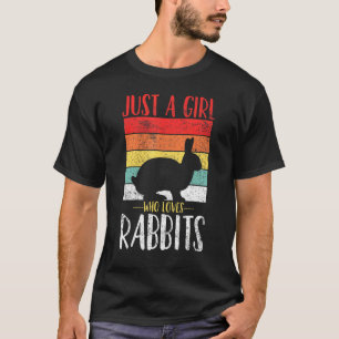 Konijn gewoon een meisje dat van Rabbits Retro Vin T-shirt