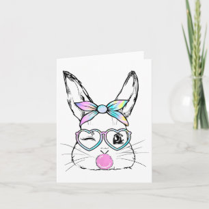 Konijn Gezicht Knipoog Ogen Bandana Hart Glas Bubb Kaart