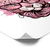 Konijn Gezicht Roze Bril Bloem Leopard Pasen Poster (Hoek)