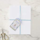 Konijn Gingham Blauwe Baby Shower Bedank Cadeautag Cadeaulabel (Met Touw)