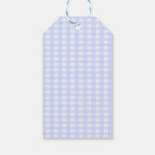 Konijn Gingham Blauwe Baby Shower Bedank Cadeautag Cadeaulabel (Achterkant)